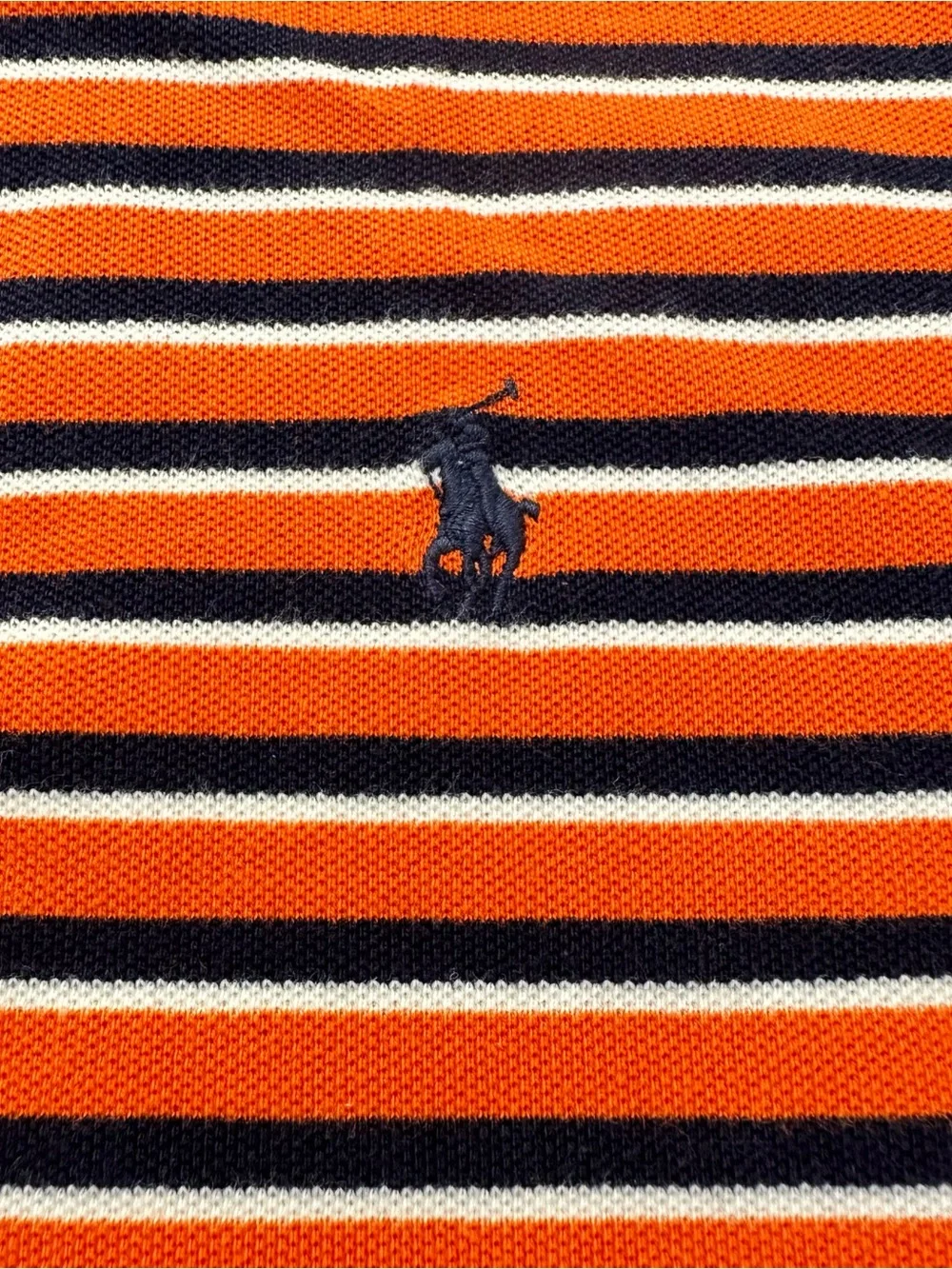 Ralph Lauren Orange and Navy Striped Polo